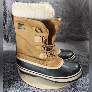 Sorel Winter Carnival Camel Brown Insulated Waterproof Boots Women's Size 8